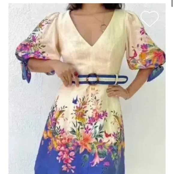 NWT  zimmermann tripuca tie sleeve linen dress - Picture 3 of 12